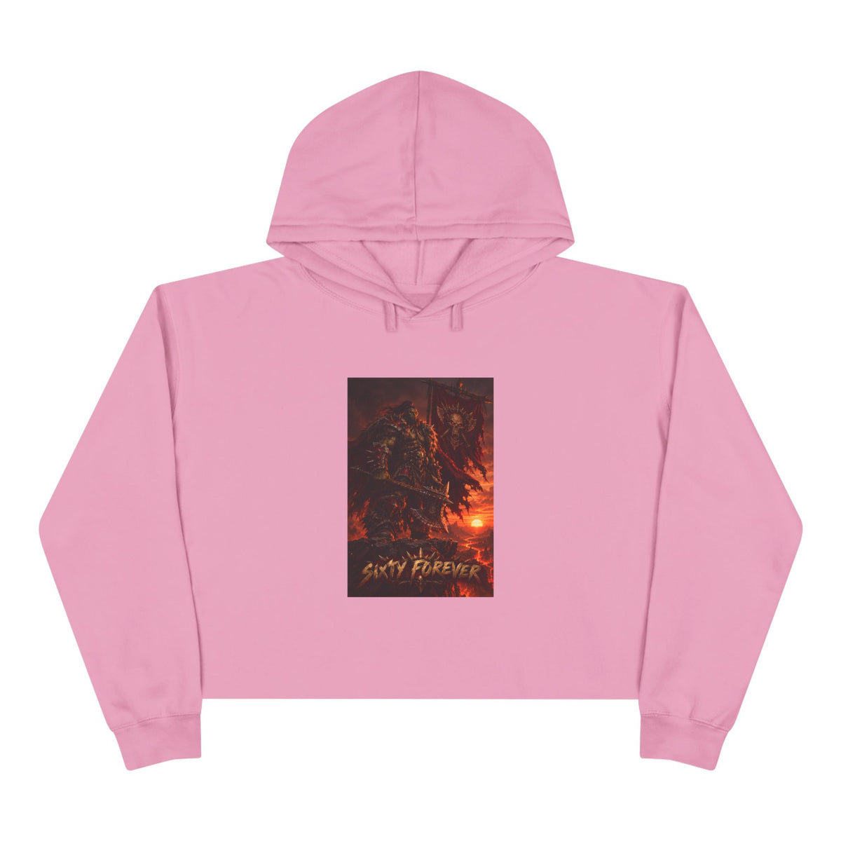 Crop Hoodie — Fiery Palm Sunset Graphic Crop Hoodie