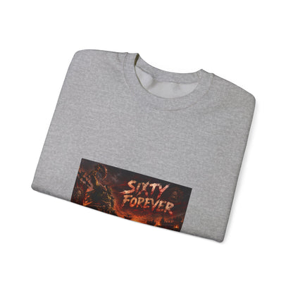 Sixty Forever Crewneck Sweatshirt — Gothic Fire Graphic Sweatshirt