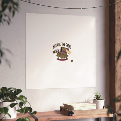 Need Before Greed Fine Art Poster — Vintage Chest Illustration, Inspirational Wall Art
