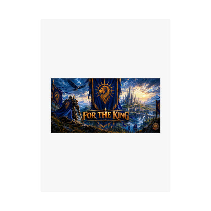 For The King Satin Poster — Fantasy Castle & Lion Banner Wall Art