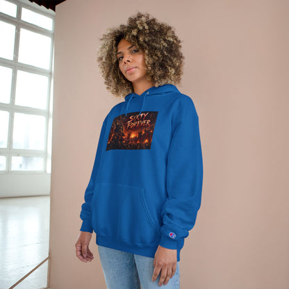 Champion Hoodie — 'Sixty Forever' Retro Horror Graphic Hoodie