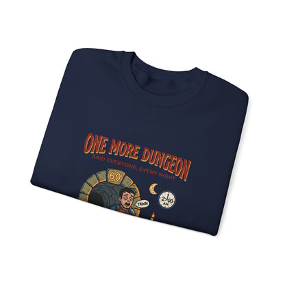 One More Dungeon Crewneck Sweatshirt — Gamer RPG Adventure Pullover