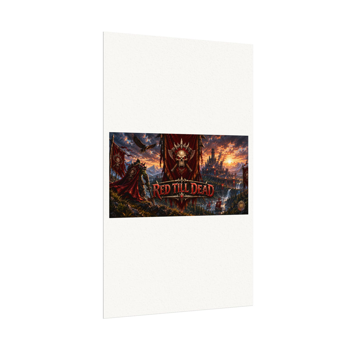 Red Till Dead Gothic Skull Poster — Textured Watercolor Matte Print