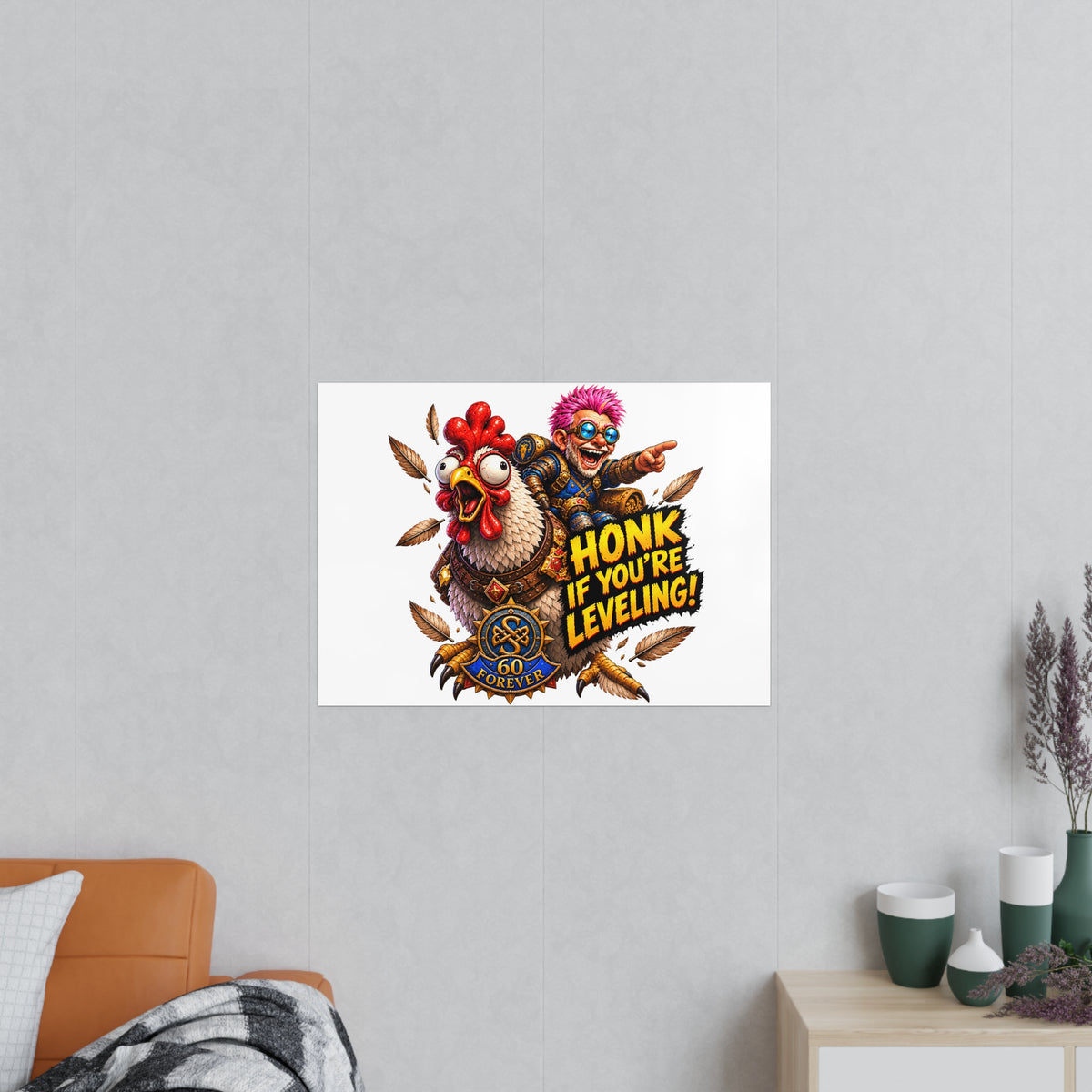Honk If You're Leveling! Photopaper Poster – Gamer Chicken Art Print