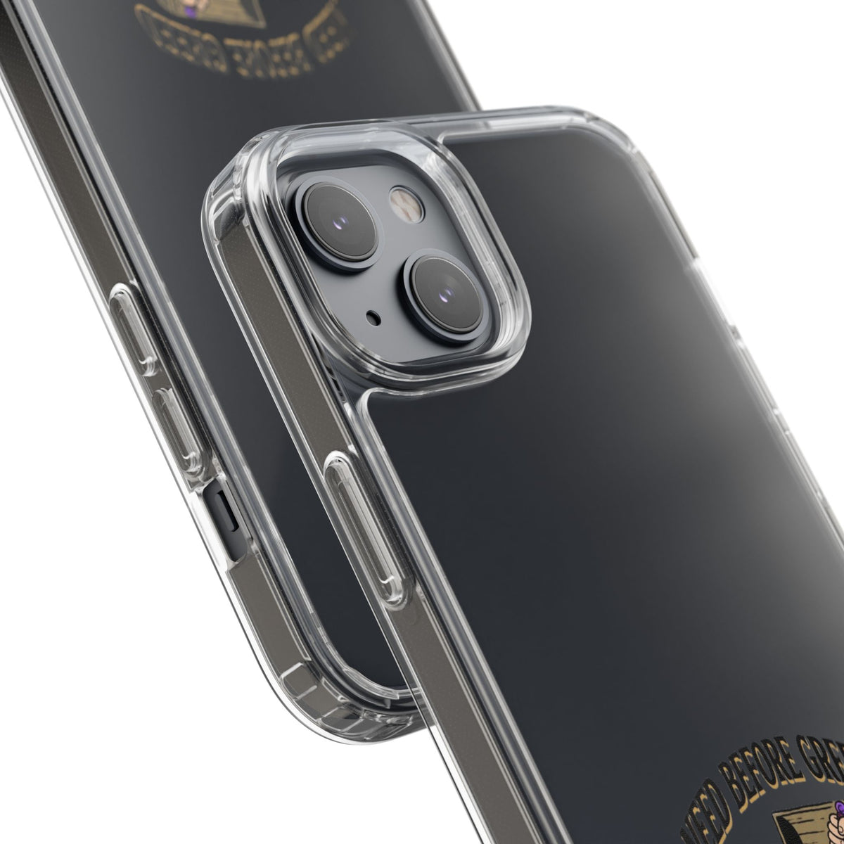 Clear Phone Case — "Need Before Greed" Treasure Chest Design