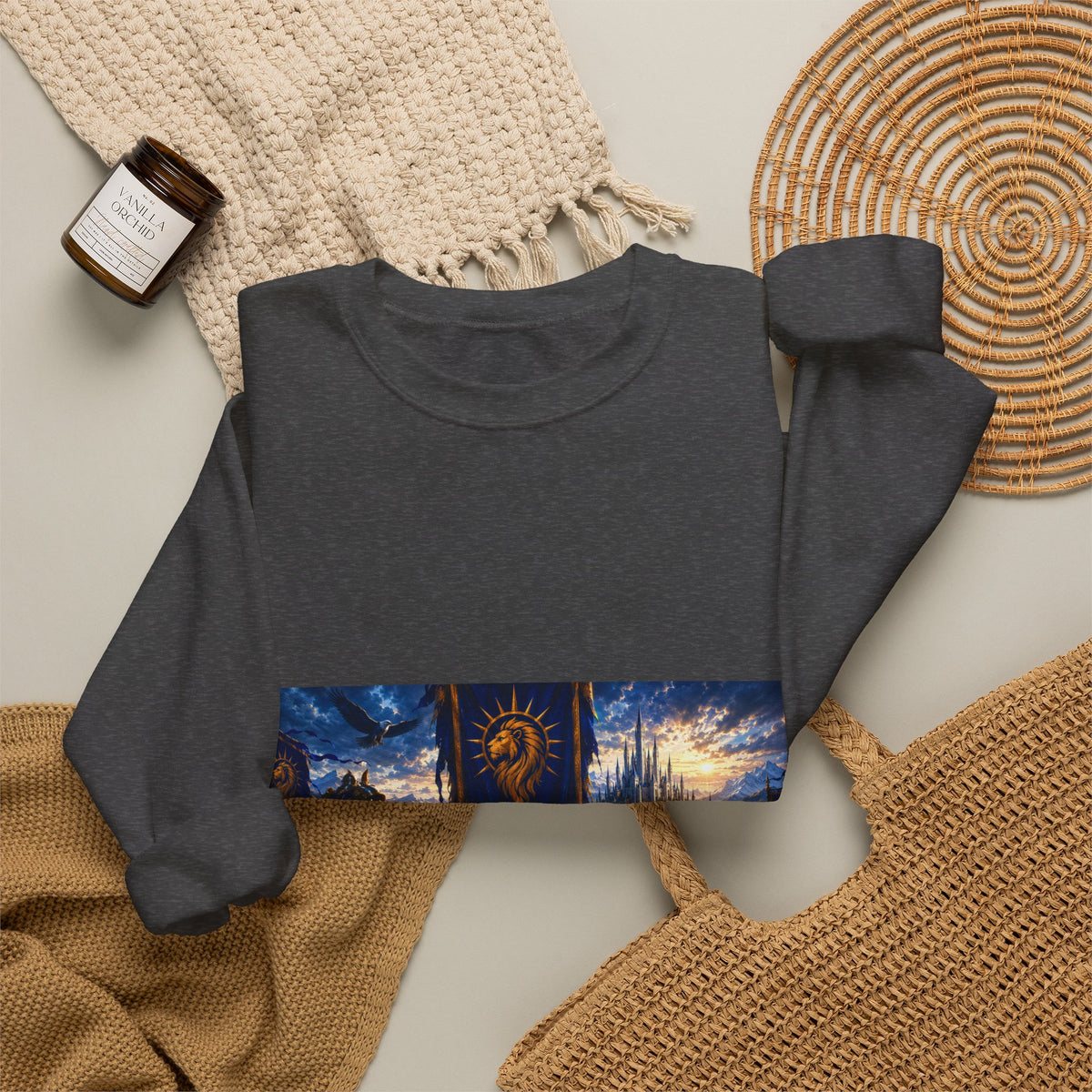 For the King Crewneck Sweatshirt – Medieval Fantasy Gaming Design