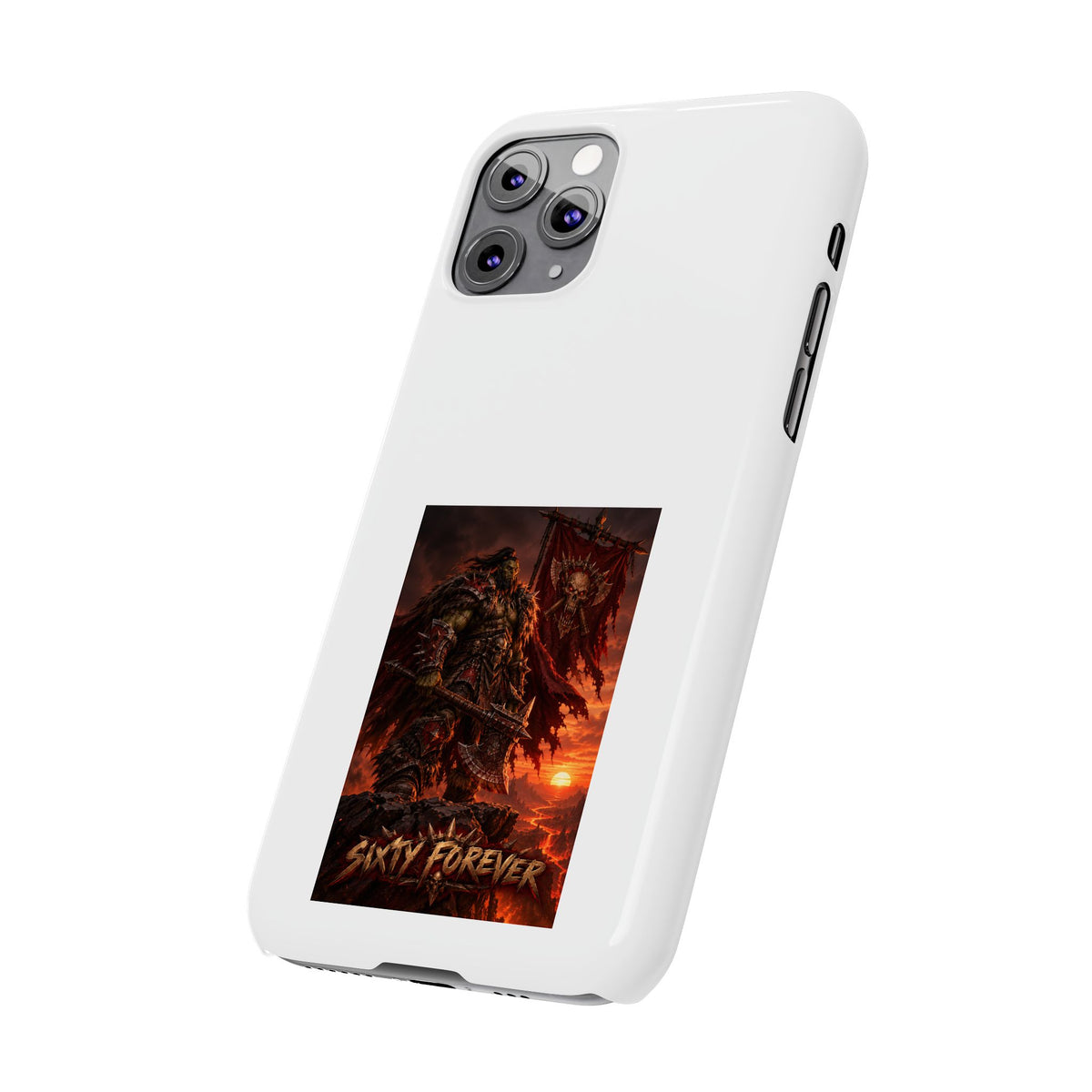Slim Phone Case — Dark Viking Warrior 'Sixty Forever' Graphic