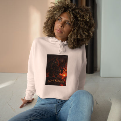 Crop Hoodie — Fiery Palm Sunset Graphic Crop Hoodie