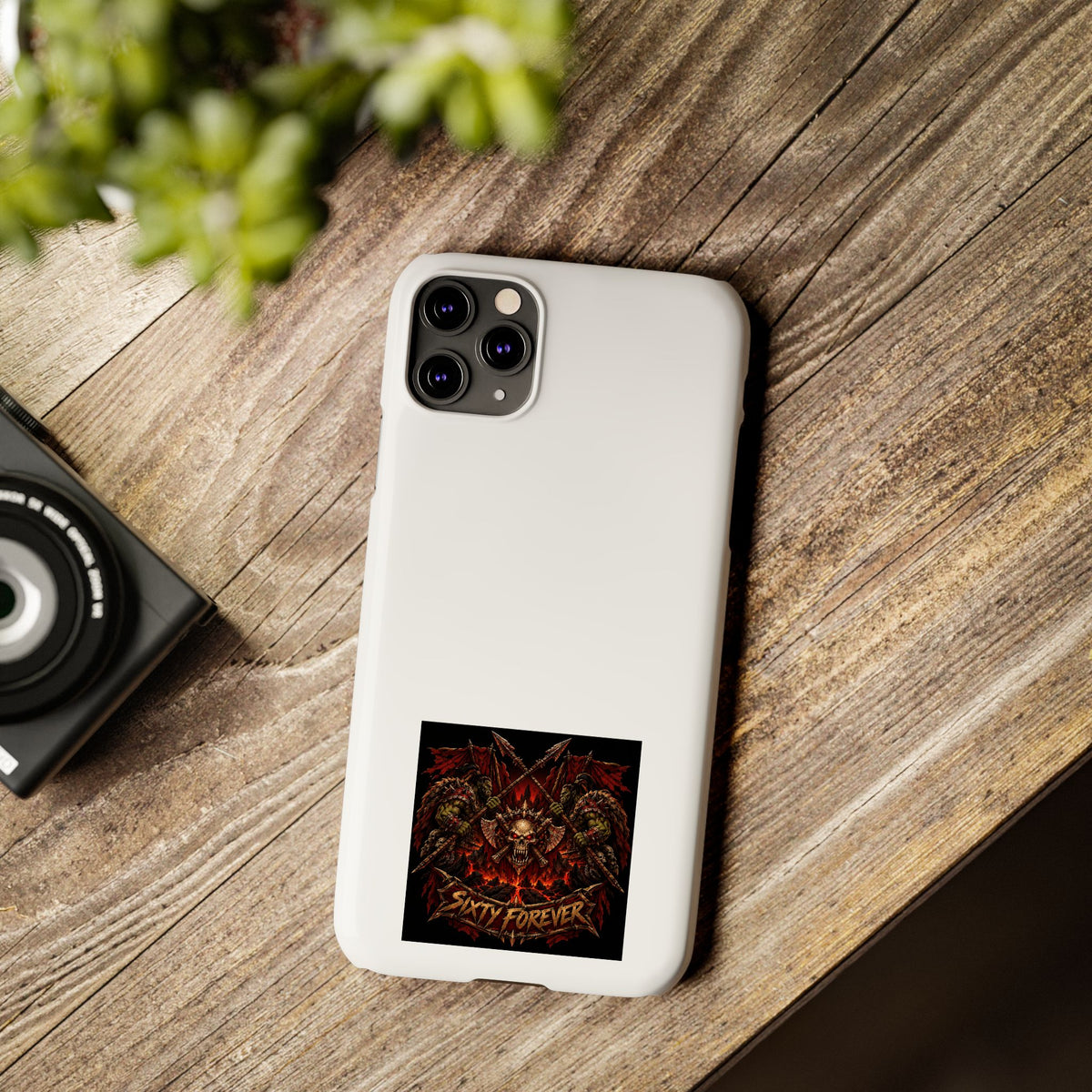 Slim Phone Case — 'Sixty Forever' Gothic Skull & Wings Design