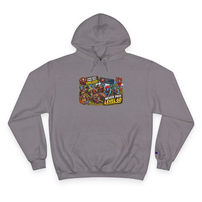 Gaming Champion Hoodie — "Never Pass Level 60" Retro RPG Graphic Hoodie