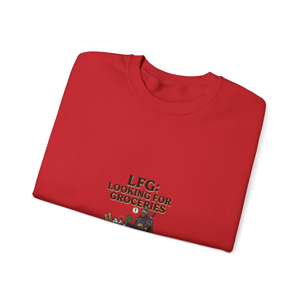 Crewneck Sweatshirt — "LFG: Looking For Groceries" Funny Gamer Shopping Graphic