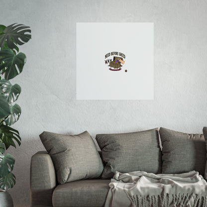 Need Before Greed Fine Art Poster — Vintage Chest Illustration, Inspirational Wall Art