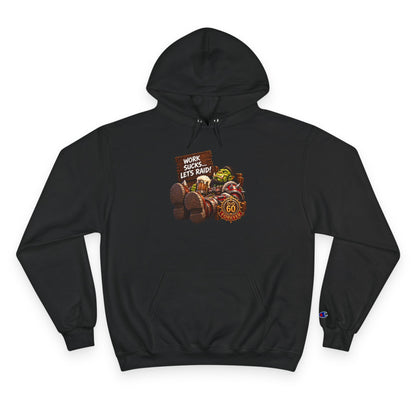 Champion Hoodie — 'Work Hard, Play Hard' Retro Thanksgiving Harvest Graphic