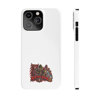 Slim Phone Case — “Red Till Dead” Vintage Horror Graphic