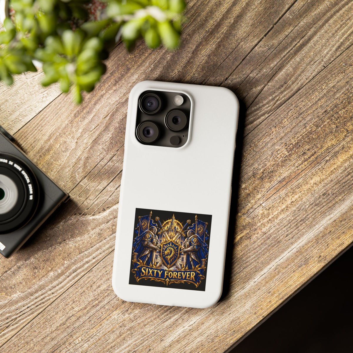 Slim Phone Case — "Sixty Forever" Shield Knight Graphic