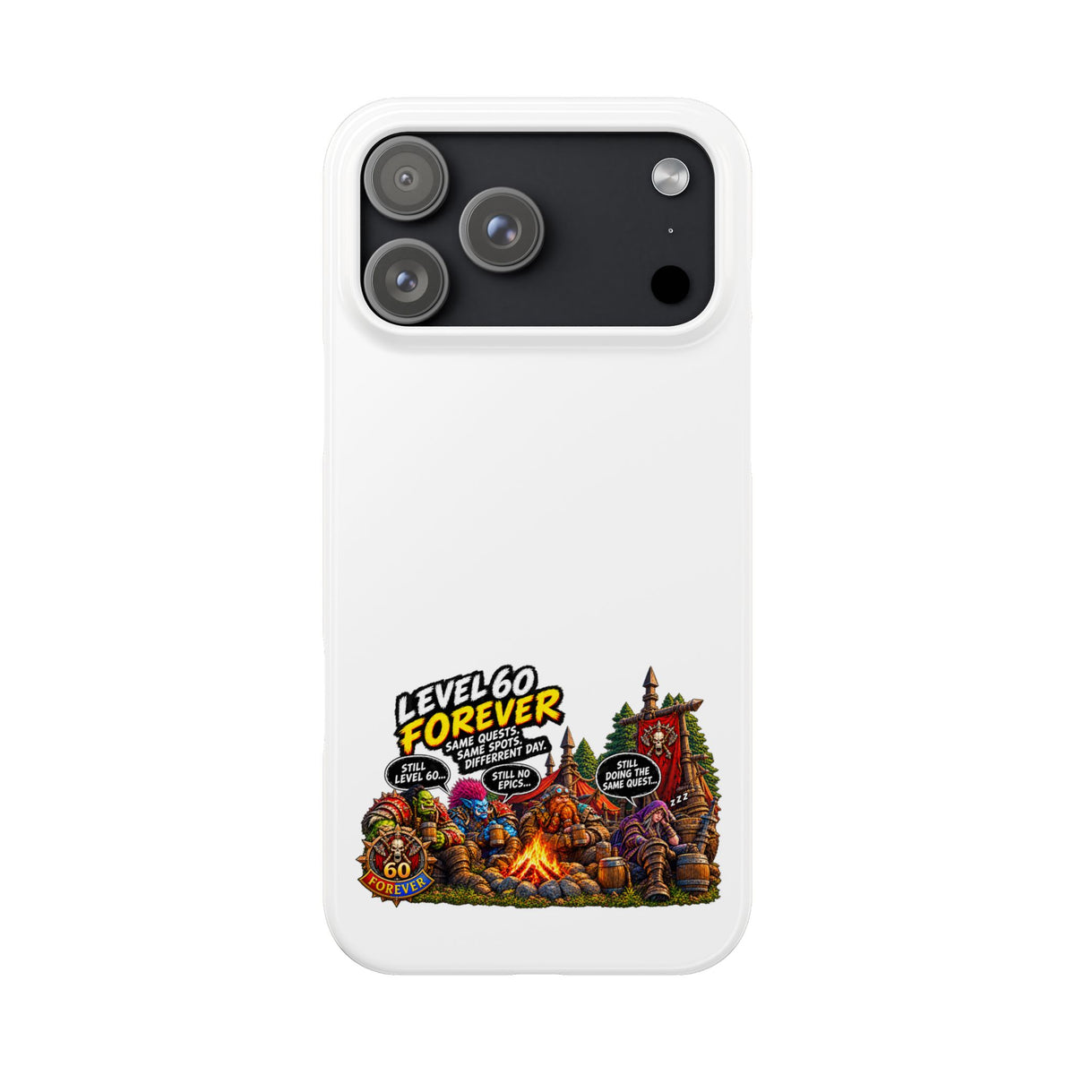 Level 60 Forever Slim Phone Case — Retro RPG Camping Gamer Design