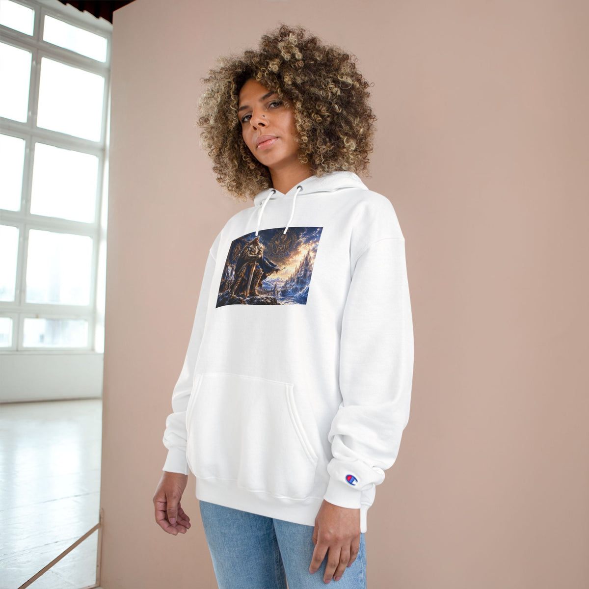 Viking Warrior Winter Hoodie – Norse Longship Battle Graphic