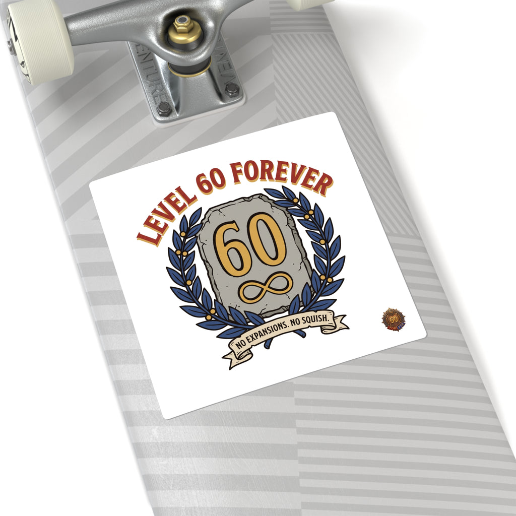 Square Sticker — "Level 60 Forever" 60th Birthday Gaming Milestone Sticker