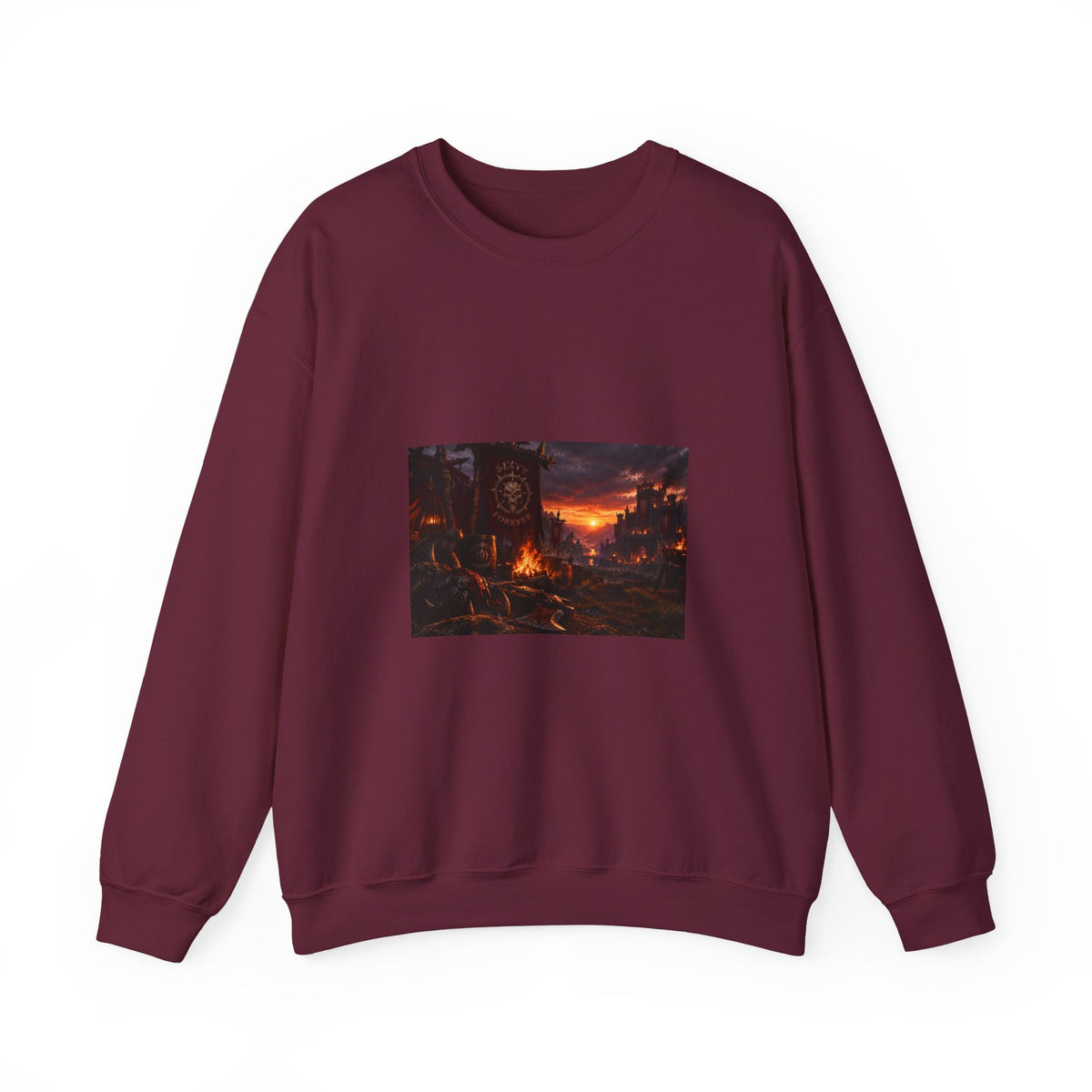 Apocalyptic Cityscape Crewneck Sweatshirt — Dystopian Sunset Graphic