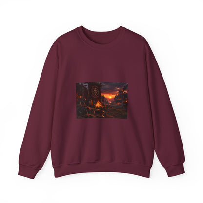 Apocalyptic Cityscape Crewneck Sweatshirt — Dystopian Sunset Graphic