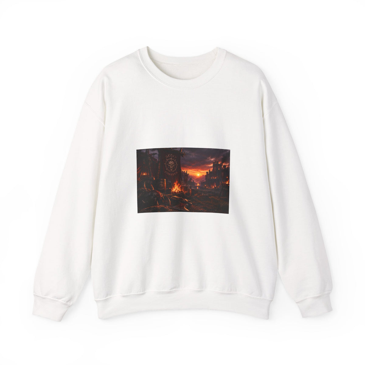 Apocalyptic Cityscape Crewneck Sweatshirt — Dystopian Sunset Graphic