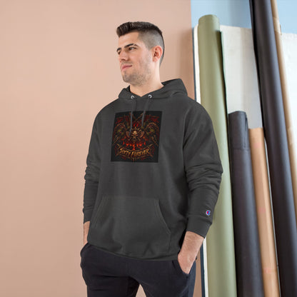 Champion Hoodie — Gothic Floral Skull Graphic Pullover