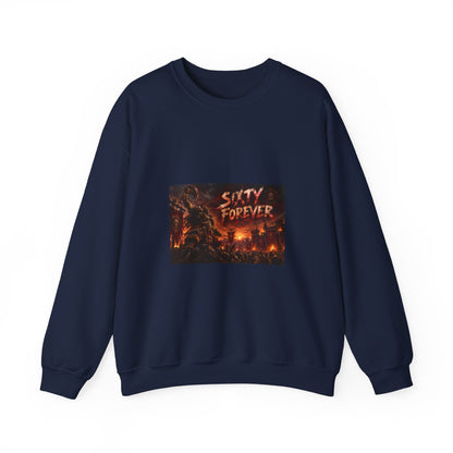 Sixty Forever Crewneck Sweatshirt — Gothic Fire Graphic Sweatshirt