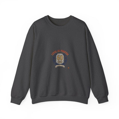60th Birthday Crewneck Sweatshirt – "Level 60 Forever" Retro Badge