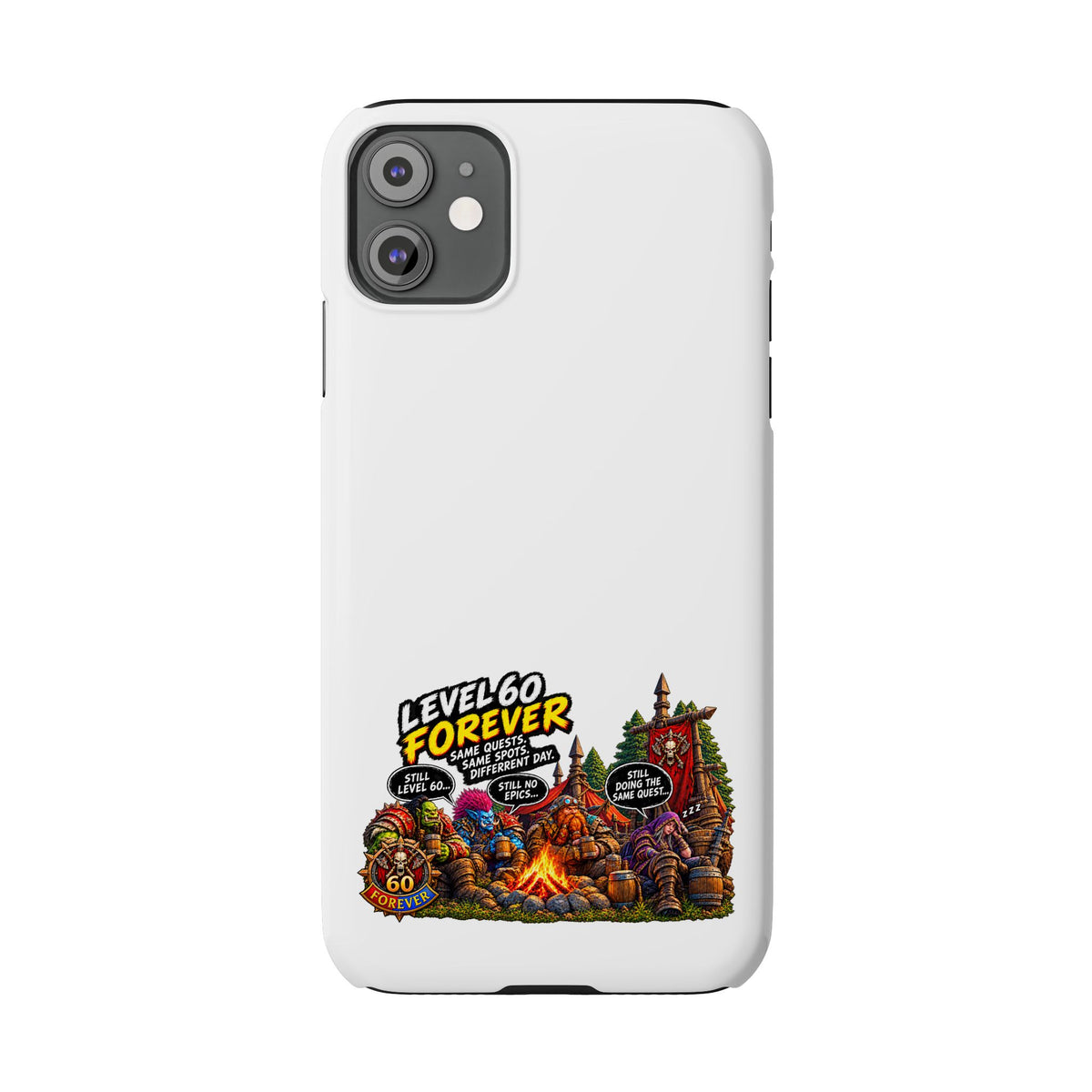 Level 60 Forever Slim Phone Case — Retro RPG Camping Gamer Design