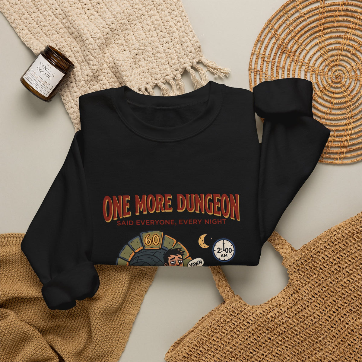 One More Dungeon Crewneck Sweatshirt — Gamer RPG Adventure Pullover