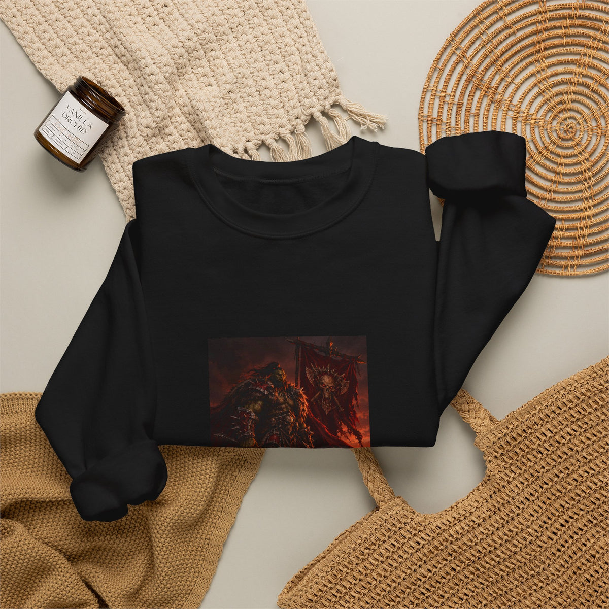 Crewneck Sweatshirt — Dark Fantasy Inferno Graphic with “Stay Forever” Text