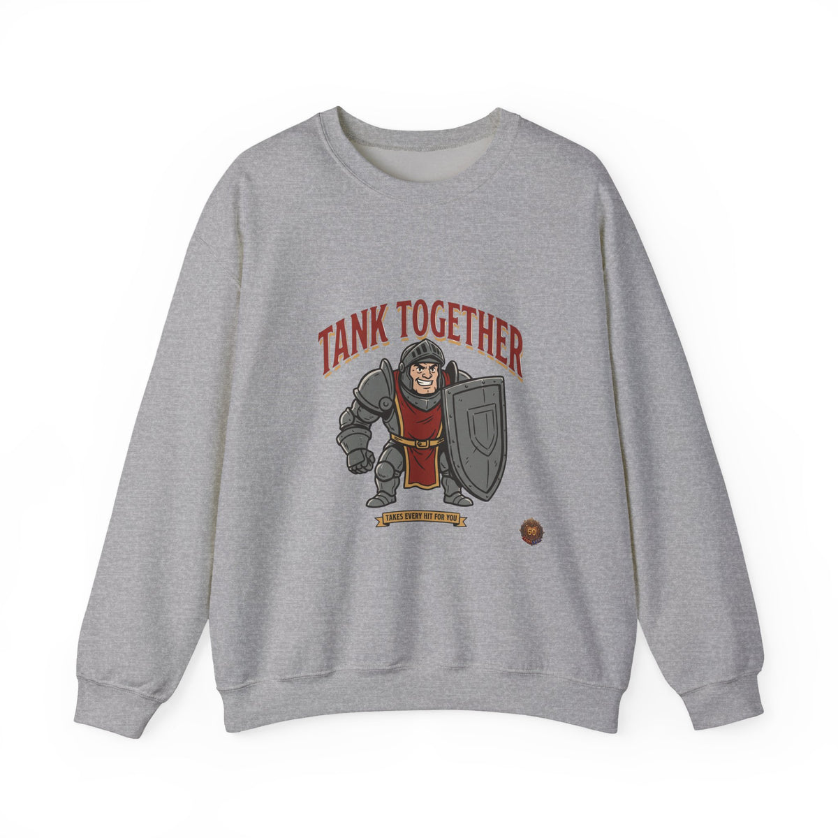 Tank Together Crewneck Sweatshirt — Funny RPG Tank Companion Graphic