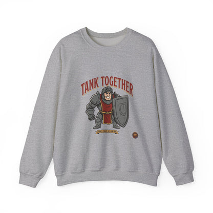 Tank Together Crewneck Sweatshirt — Funny RPG Tank Companion Graphic