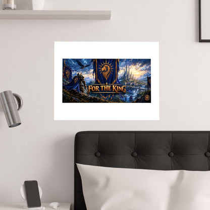 For The King Satin Poster — Fantasy Castle & Lion Banner Wall Art