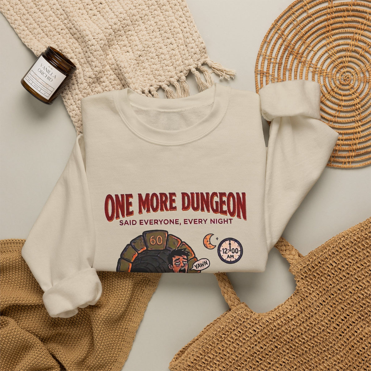 One More Dungeon Graphic Sweatshirt — Funny RPG Gamer Crewneck