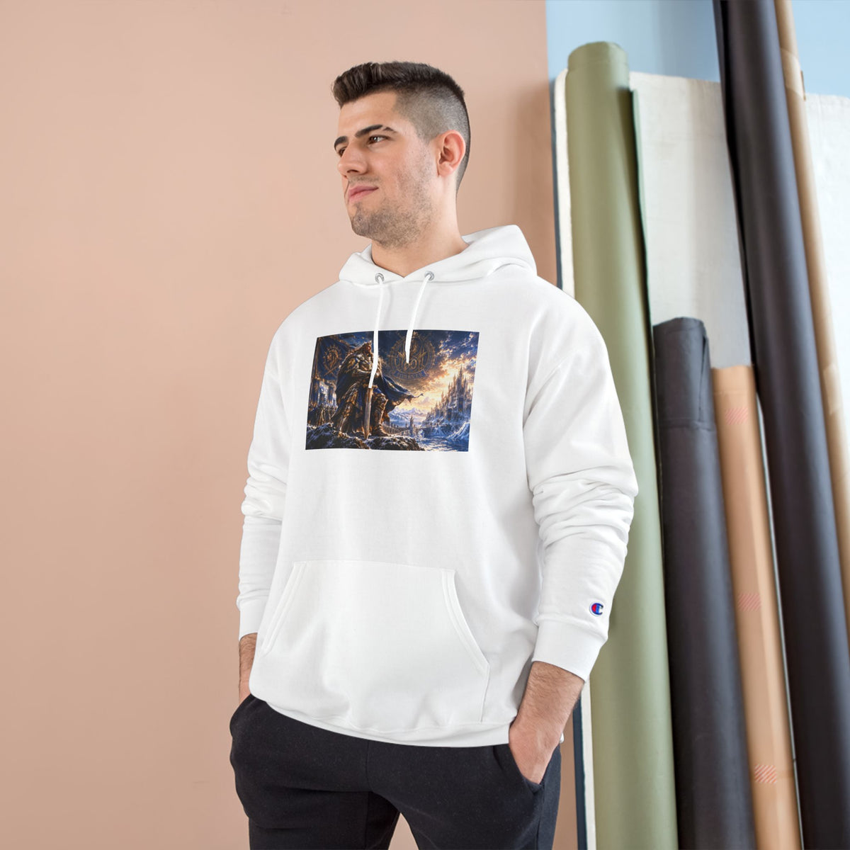 Viking Warrior Winter Hoodie – Norse Longship Battle Graphic