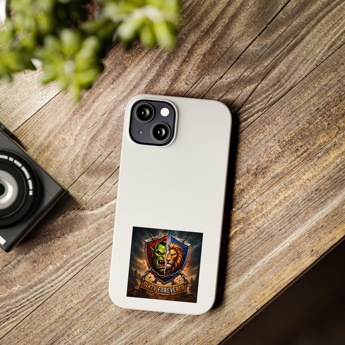 Slim Phone Case — Fantasy Shield Orc & Lion Crest "Sixty Forever"