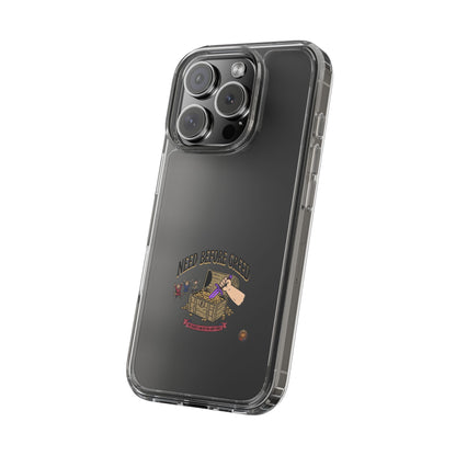 Clear Phone Case — "Need Before Greed" Treasure Chest Design