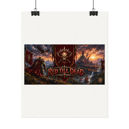 Red Till Dead Gothic Skull Poster — Textured Watercolor Matte Print