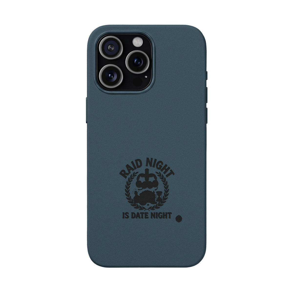 Engraved PU Leather Phone Case — 'Raid Night' Embossed Protective Cover