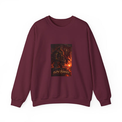 Crewneck Sweatshirt — Dark Fantasy Inferno Graphic with “Stay Forever” Text