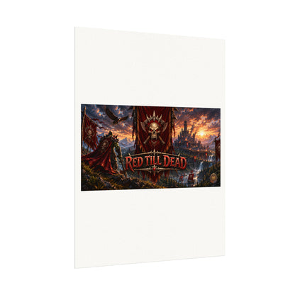 Red Till Dead Gothic Skull Poster — Textured Watercolor Matte Print
