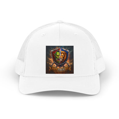 Trucker Hat — 'Stay Forever' Retro Lion & Mask Shield Graphic