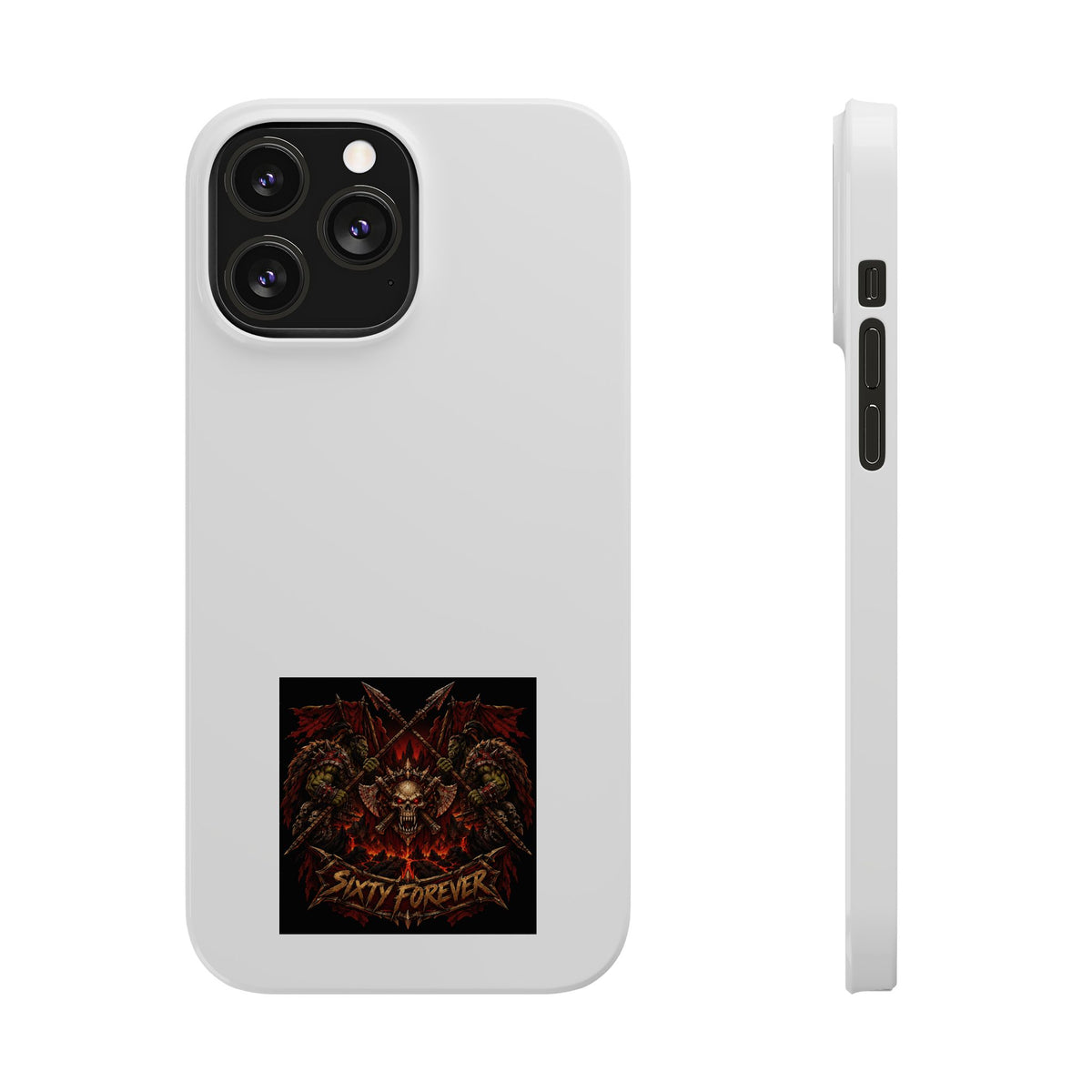 Slim Phone Case — 'Sixty Forever' Gothic Skull & Wings Design