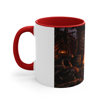 Viking Warcamp Accent Mug — Norse Battle Scene Coffee Cup