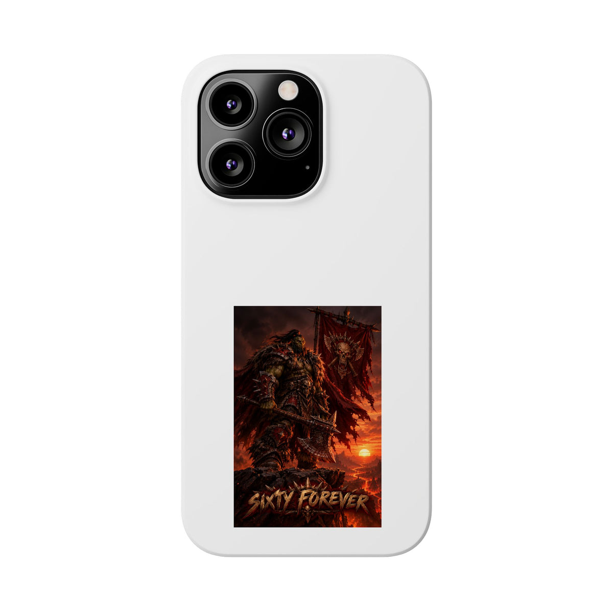 Slim Phone Case — Dark Viking Warrior 'Sixty Forever' Graphic