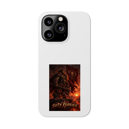 Slim Phone Case — Dark Viking Warrior 'Sixty Forever' Graphic