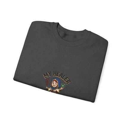 My Healer Is My Wife Sweatshirt — Cute RPG Medic Wife Crewneck