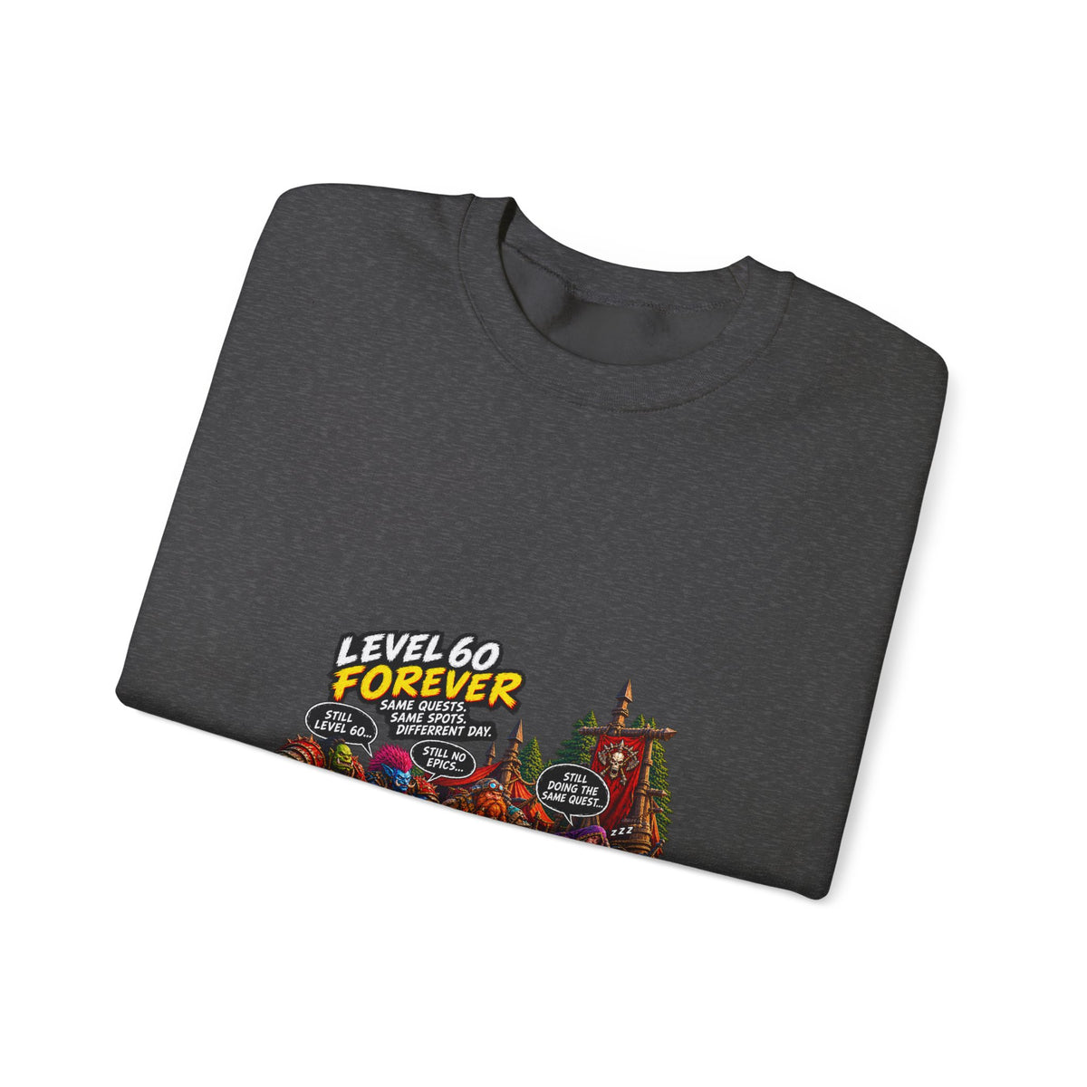 Crewneck Sweatshirt — "Level 60 Forever" Gamer Campfire Design