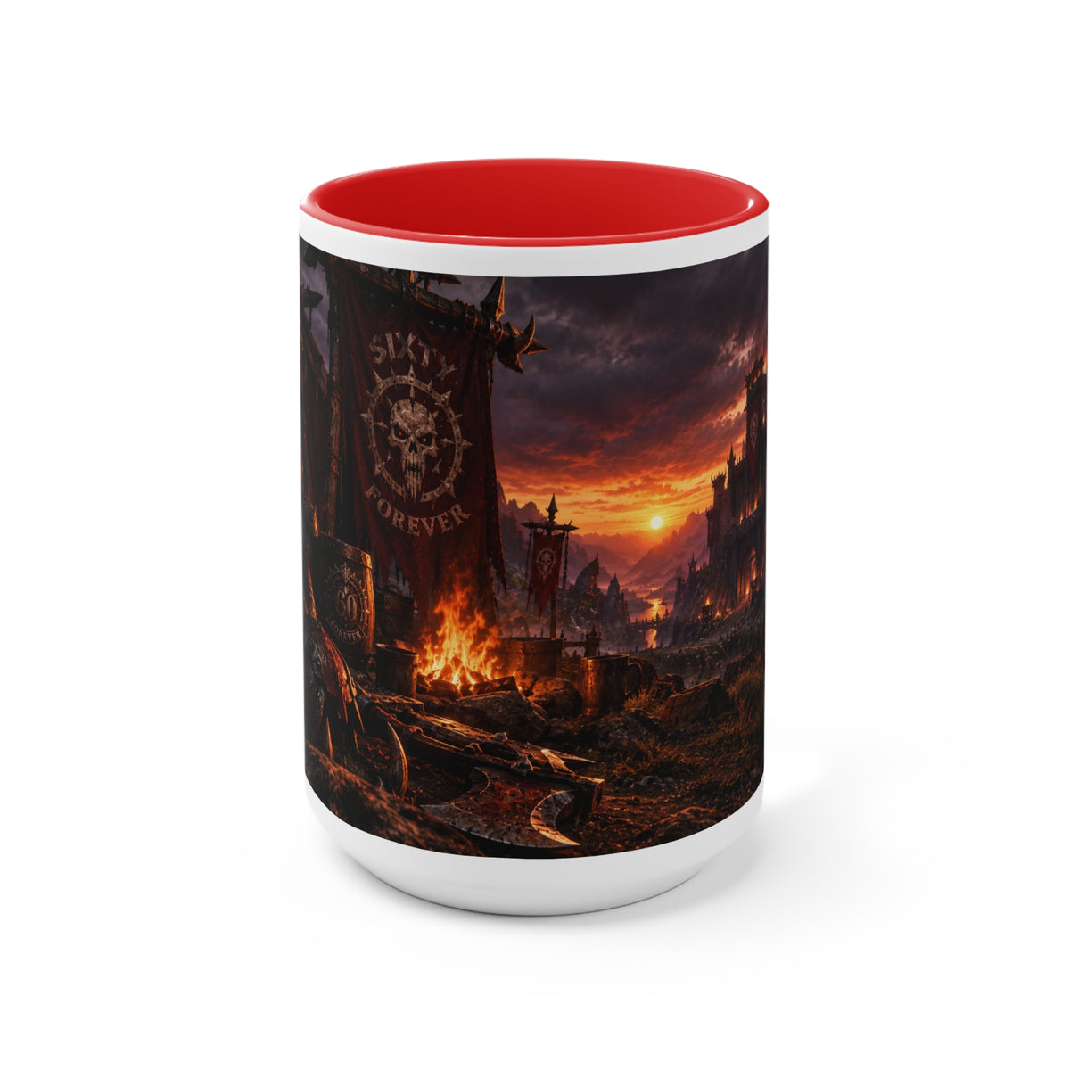 Viking Warcamp Accent Mug — Norse Battle Scene Coffee Cup